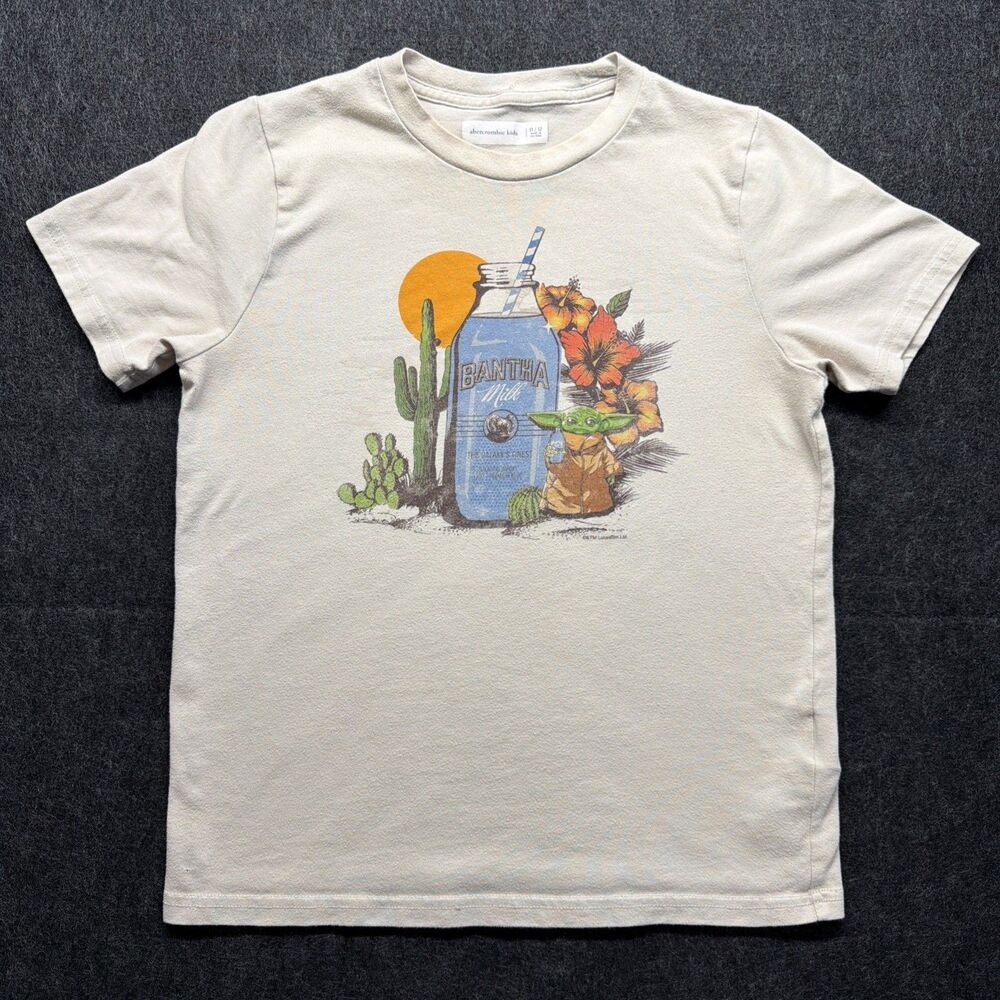 Abercrombie Kids Bantham Milk Jar Baby Yoda Tan T-Shirt Youth 11/12